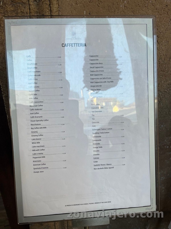 Caffetteria del Chiostro Roma carta