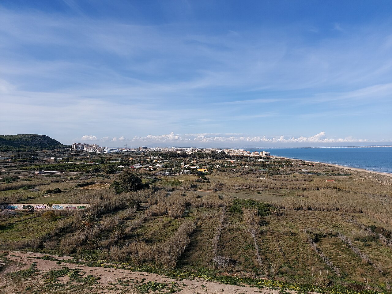 Panorámica de Guardamar del Segura con su playa, costa de Alicante