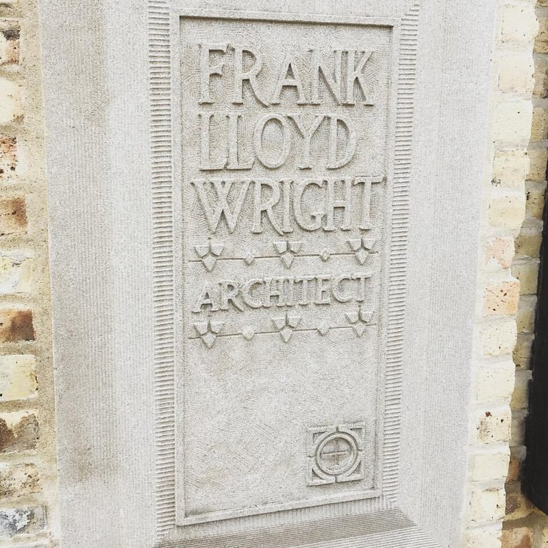 Placa de entrada del estudio de Frank Lloyd Wright en Oak Park, Chicago