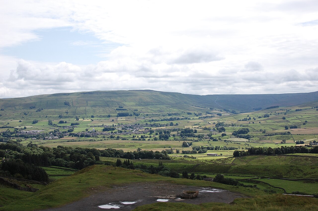 Vista panorámica del valle verde de Wensleydale en los Yorkshire Dales