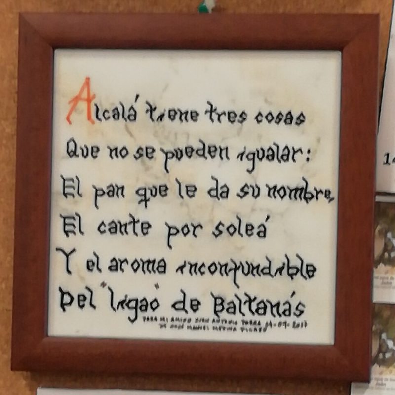 Cuadro con copla sobre Alcalá de Guadaíra en el bar Baltanás