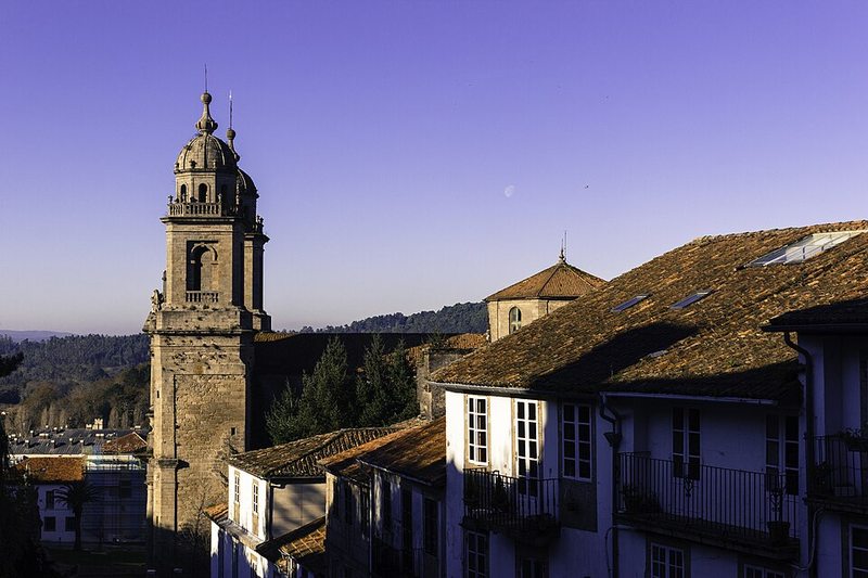 Torre de la Iglesia de San Francisco al atardecer, Santiago de Compostela